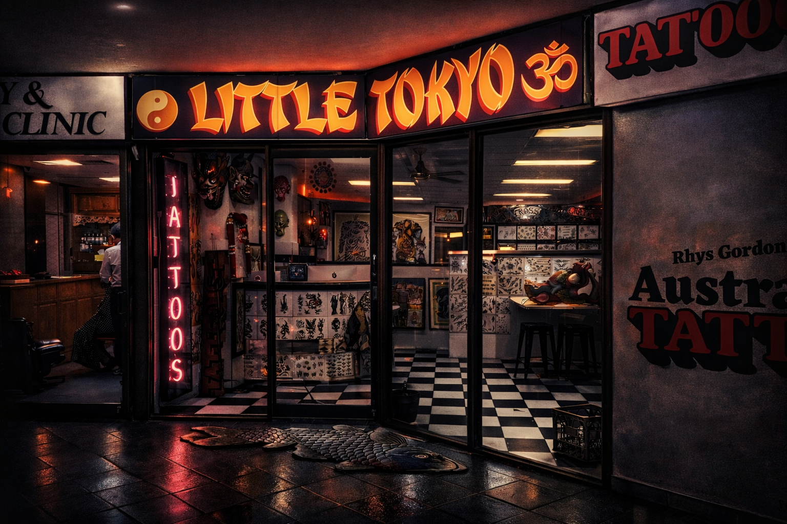little-tokyo-gold-coast-tattoo-studio-at-night